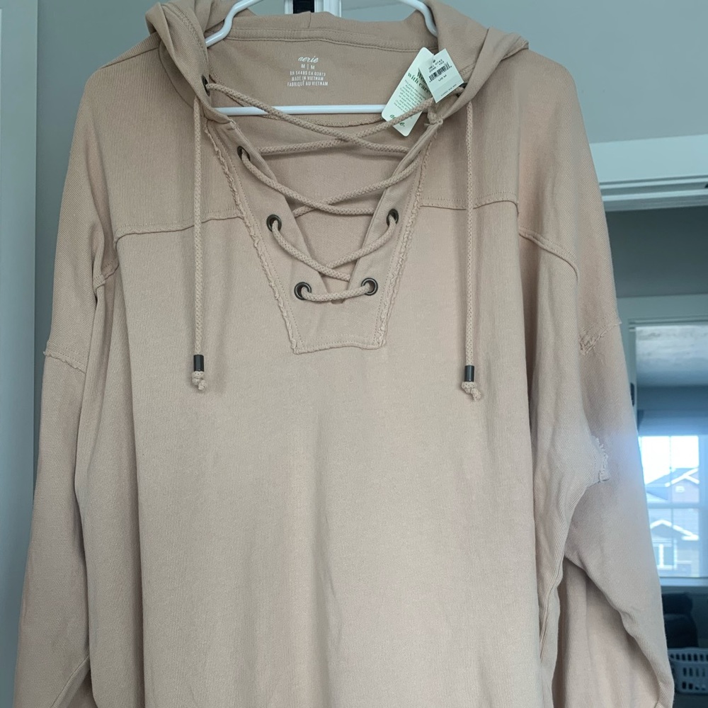 Aerie oversized lace up Hoodie
